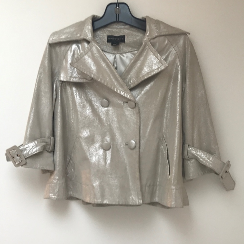 Silver Metallic Leather Swing Jacket